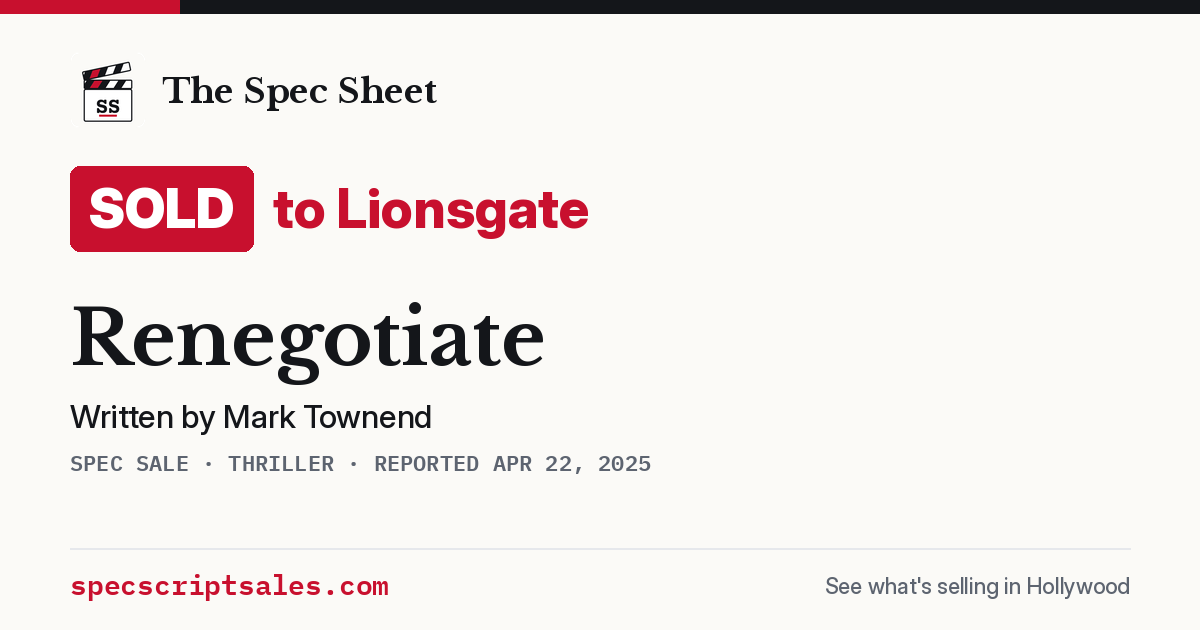 Share card: Renegotiate sold to Lionsgate