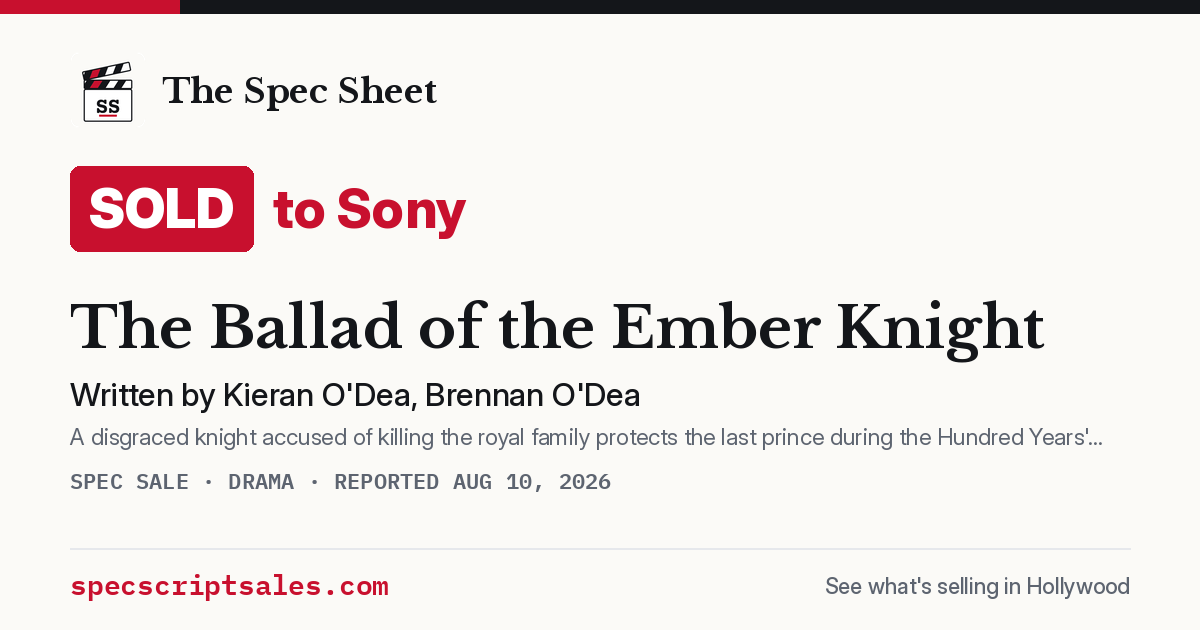 Share card: The Ballad of the Ember Knight sold to Sony