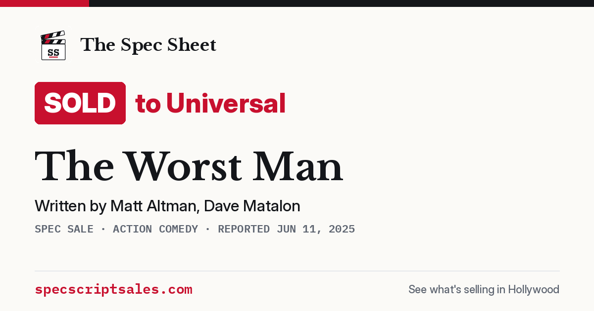 Share card: The Worst Man sold to Universal