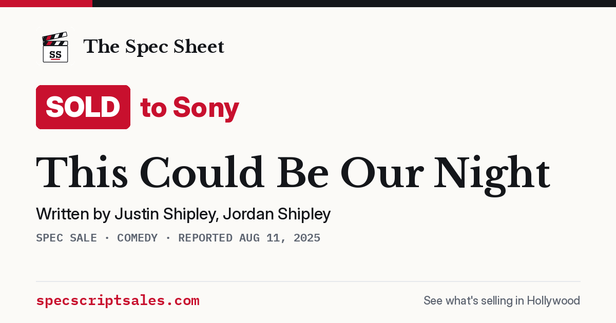 Share card: This Could Be Our Night sold to Sony