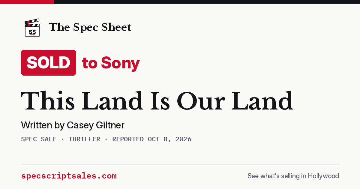 Share card: This Land Is Our Land sold to Sony